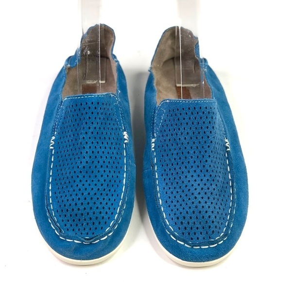 OluKai Nohea Perforated royal blue suede slip on loafers convertible heel size 7 - Picture 9 of 9